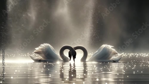 Wallpaper Mural two swans swimming in beautiful light Torontodigital.ca