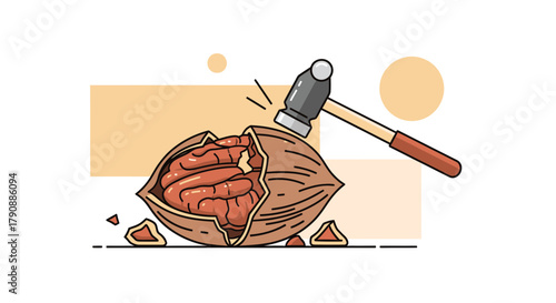 Breaking The Barrier: Conceptual Illustration Of Force And Triumph With A Nut