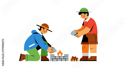 Campfire Companions Constructing a Firepit for Warming and Cooking Outdoors