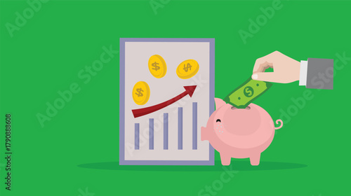financial growth and investment strategies featuring a piggy bank