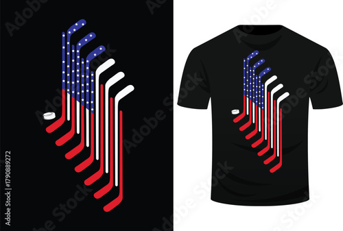 Ice Hockey American Hockey Flag Sport Player Gift Svg Design
