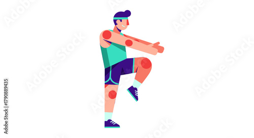Cartoon Athlete Performing Dynamic Exercise Against A Black Background Illustration Design