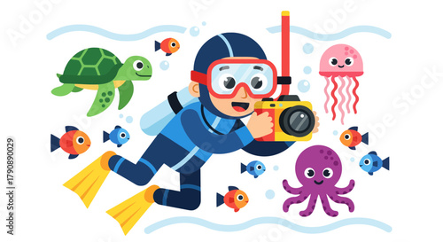 Cartoon Diver Captures Underwater Life With Amazing And Incredible Ocean Creatures Display