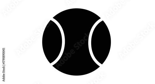 Simple black and white illustration of a tennis ball on a white background