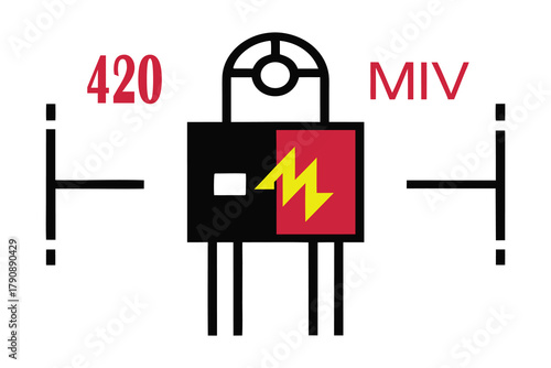 420V Mini Amplifier Circuit Vector on White Background.