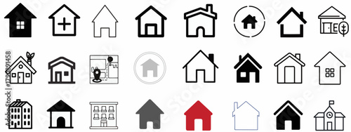 Home Icons Set Vector - Real Estate, House, and User Interface Graphic Symbols