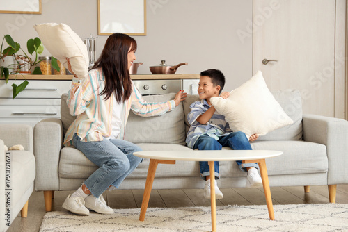 Young mother and her little...