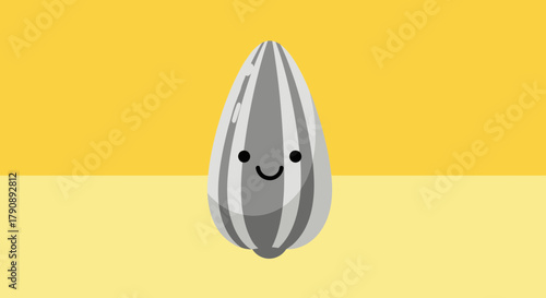Cheerful Sunflower Seed Symbol Smiling On Yellow Background Perfect For Food Related Designs