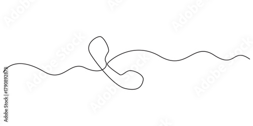 Phone line continuous drawing vector. One line Handset vector background. Handset icon. Continuous outline of a Home phone., Line drawing handset cell. Single draw phone icon, line art contact us 