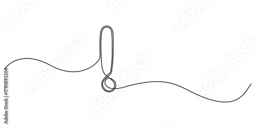 Exclamation mark continuous one line. Hand drawn black attention marks isolated on white background. Hands drawing graphic element important point. Idea symbol for design prints. Vector illustration