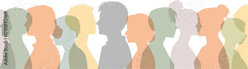 Diverse Crowd of People Silhouettes in Various Colors Representing Community and Society