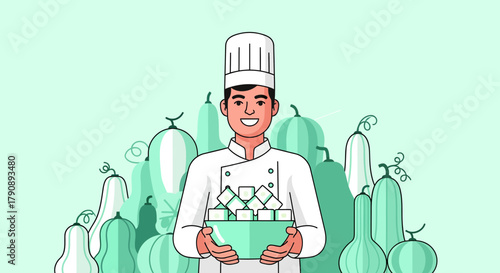 Chef Presenting Vegetables Fresh From The Garden Delicious Dishes In Restaurant