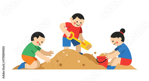 Children Having Fun Building a Sandcastle On a Summer Day Together Playtime