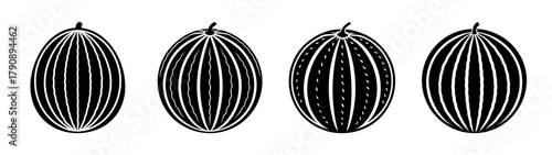 Black and white vector illustration of four cucumbers for food and healthy eating concept