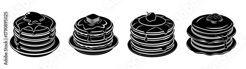 Delicious pancake stack with syrup vector illustration breakfast food dessert sweet treat graphic design 