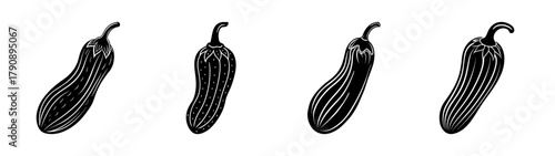 Black and white drawing of four chili peppers vector illustration spicy food ingredient design element