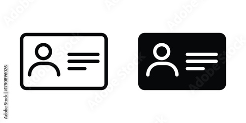 Id card icon set. Driver's license icon. Identification card icon vector. Identification card icon logo sign.