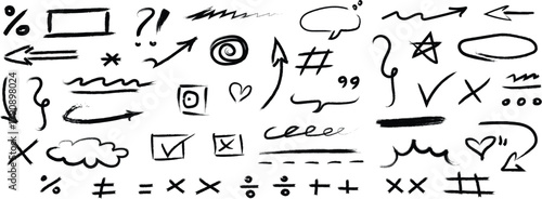 set of hand drawn arrows in  white background