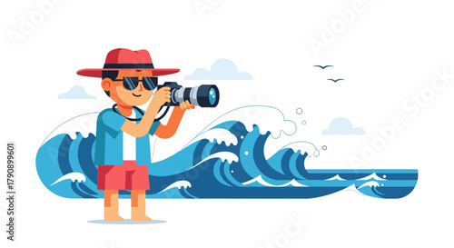 Coastal Photographer Captures Dramatic Ocean Waves Under Clear Skies In A Vivid Artistic Scene