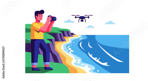 Coastal Photographer Capturing Scenic Views With Drone Technology And Stunning Landscapes