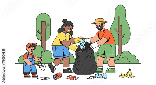 Community Team Together Cleaning And Protecting The Green Environment Responsibly