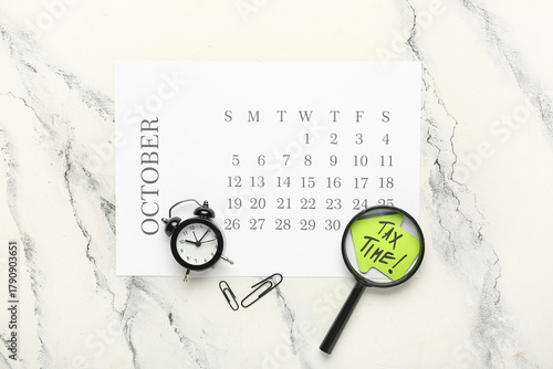 Calendar with alarm clock, ...