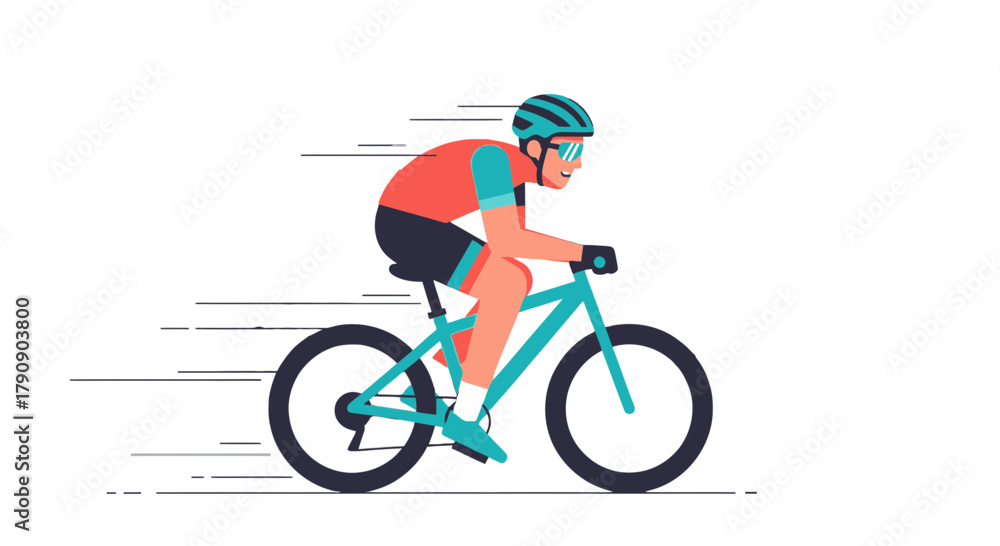 Fototapeta premium Cyclist Cycling in Speed With The Bicycle Against A Dark Background