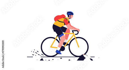 Cyclist Cycling in Silhouette: Illustration of Person Biking on Road on a Black Background