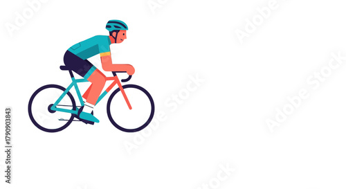 Cyclist Cycling On A Road Bicycle With Helm With A Solid Black Background