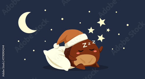 Cute Cartoon Character Asleep Under the Stars Dreaming About Sweet Moments and Peace