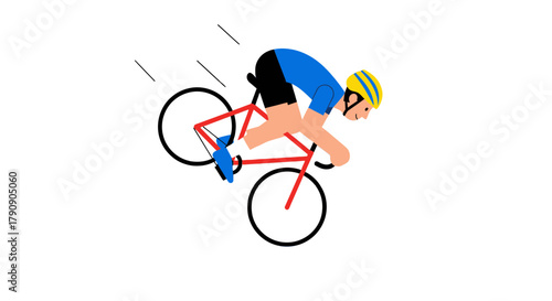 Cyclist in Action Depicted With Minimalist Artwork on Deep Black Backdrop