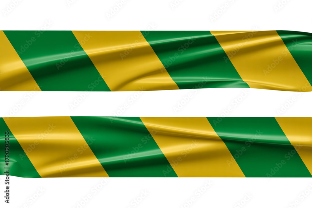 Obraz premium Green and yellow striped ribbon banners decorative vector design elements for graphic projects isolated on white background
