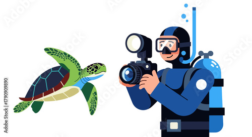 Diver Captures Underwater Moments: Sea Turtle Photography Against a Black Background