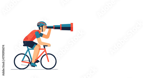Cyclist With Telescope: Seeking The Horizon, Visionary Exploration, Future Quest