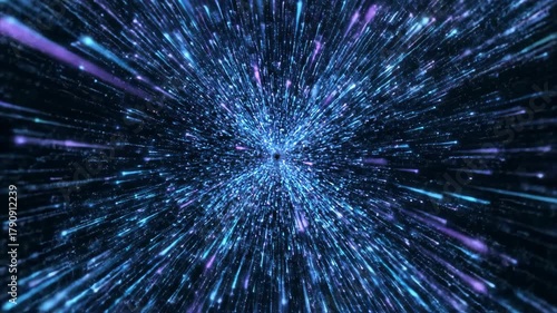 Abstract Blue Cosmic Explosion of Light Particles in Deep Space.