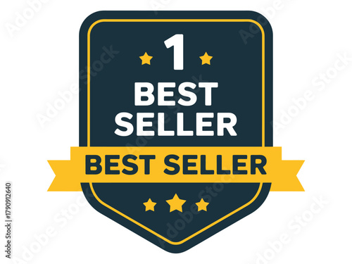 A dark blue badge with a yellow ribbon that reads 'BEST SELLER' and '1 BEST SELLER' displayed prominently, indicating top sales performance.