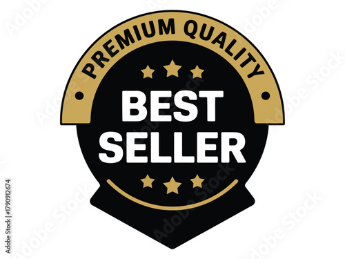 A black and gold circular badge prominently displays the words "BEST SELLER" in bold white lettering, signifying premium quality and top sales performance in a retail or business context.