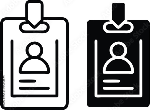 Employee Member Identification Access Security Profile Badge Card Icon Vector Silhouette and Pictogram..eps