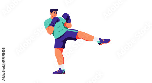 Dynamic Martial Artist Executing A Powerful Kick In Bold And Vivid Artistic Style