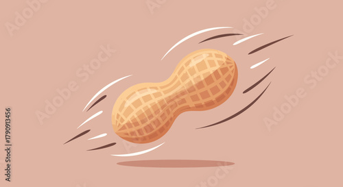 Dynamic Peanut Illustration Portraying Speed and Movement on a Pale Pink Background