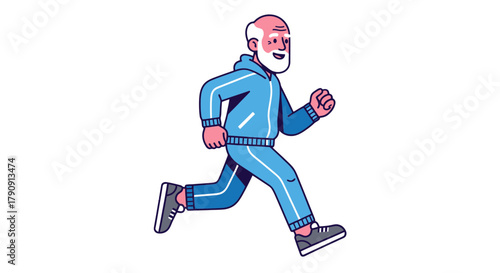 Elderly Jogger In Sportswear Illustrating Fitness, Health, And Active Lifestyle