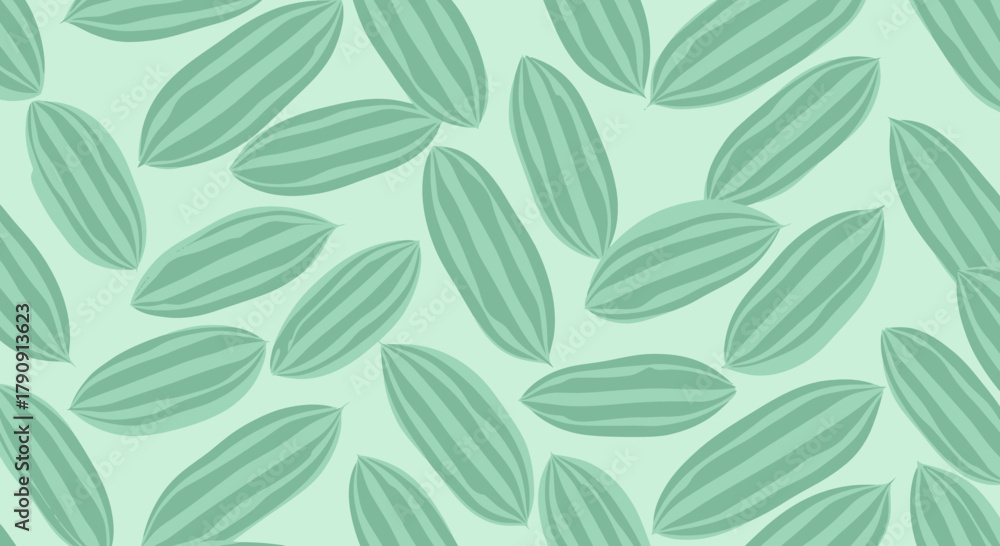 Naklejka premium Elegant Vector Pattern Featuring Artistic Depiction of Green Elongated Watermelon Slices