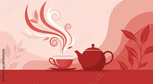 Elegant Tea Time: A Minimalist Composition Showcasing Tranquility and Warmth for Relaxation