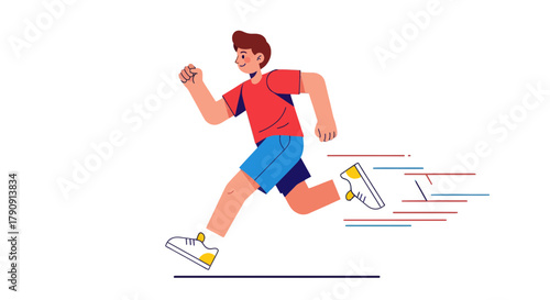 Energetic Athlete Running at Speed Against a Deep Black Backdrop Illustrative Picture