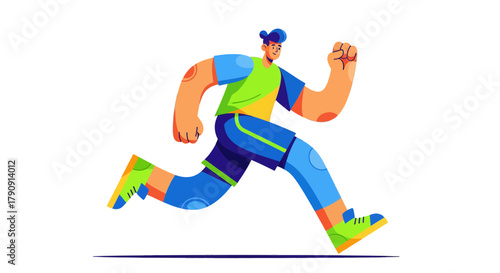Energetic Athlete Sprinting In Flat Vector Illustration Graphic Against Dark Background