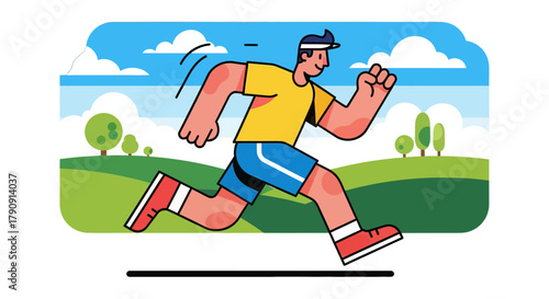 Energetic Athlete Sprinting Through A Scenic Landscape Towards Achieving Goals
