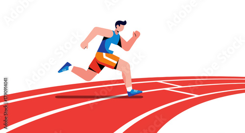 Energetic Athlete Sprinting on a Track, Illustrating Speed and Athleticism in Competition