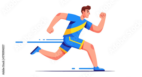 Energetic Athlete Sprinting Across Black Backdrop Depicting Speed and Motion