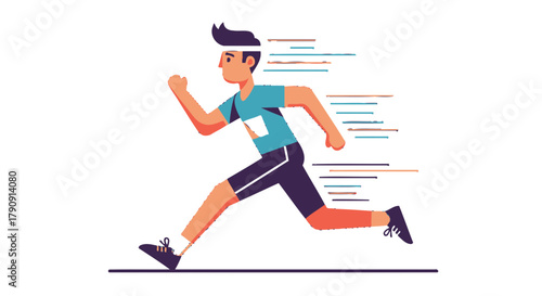 Energetic Athlete Sprinting Against Black Backdrop in Dynamic Illustration