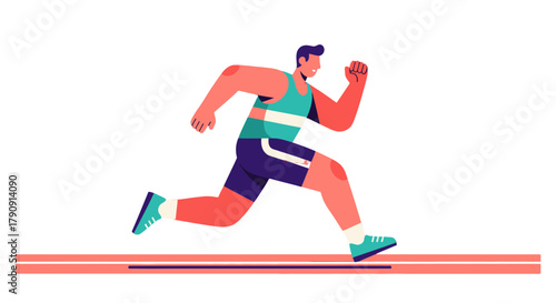 Energetic Athlete Sprinting Across Track Illustreting Speed and Physical Endurance